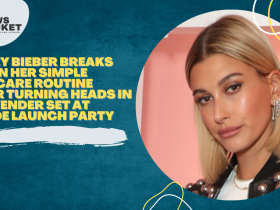 Hailey Bieber breaks down her simple skincare routine after turning heads in a lavender set at Rhode launch party
