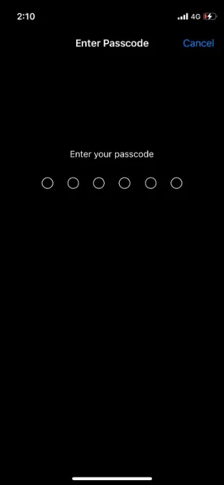To continue, enter your passcode.
