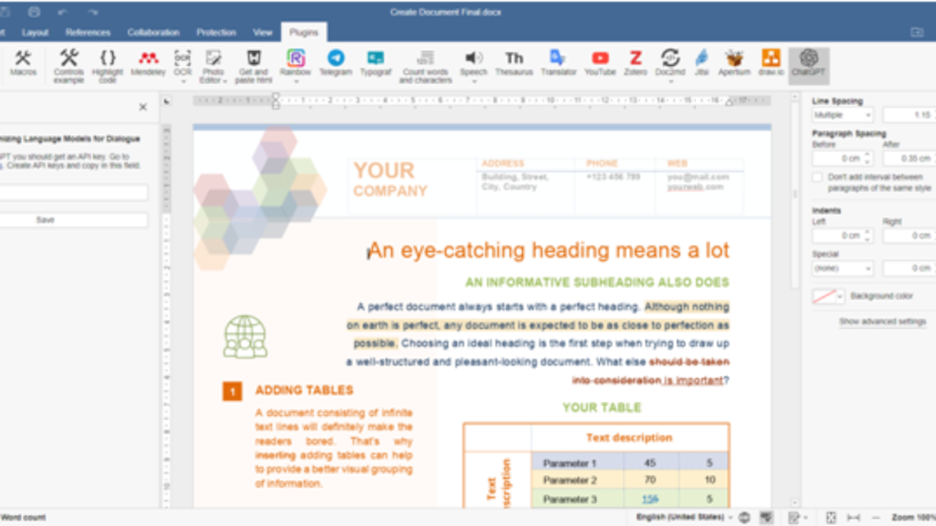 ONLYOFFICE Docs and ChatGPT: how to use the AI chatbot while working on documents in your browser